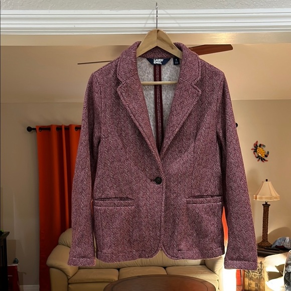 Lands’ End Women's Herringbone Blazer - Red Size S - Picture 1 of 8